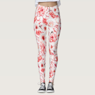 Blush-Wasserfarben-Blumenmuster Leggings