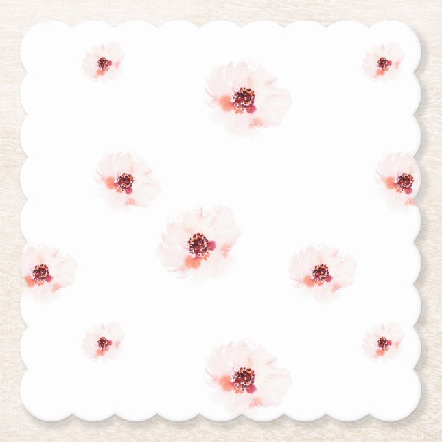 Blush Watercolor Blumenpapier Untersetzer (Vorderseite)
