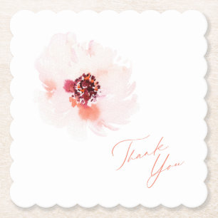 Blush Watercolor Blumenpapier Untersetzer