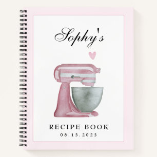 Blush Watercolor Bridal Shower Recipe Book Notizbuch