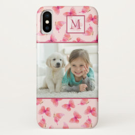 Blush Watercolor Butterfly Monogram Foto Case-Mate iPhone Hülle