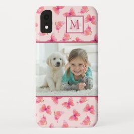 Blush Watercolor Butterfly Monogram Foto Case-Mate iPhone Hülle