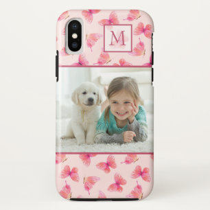 Blush Watercolor Butterfly Monogram Foto Case-Mate iPhone Hülle