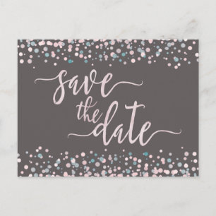 Blush Watercolor Confetti Hochzeit Speichern Sie d Ankündigungspostkarte