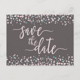 Blush Watercolor Confetti Hochzeit Speichern Sie d Ankündigungspostkarte