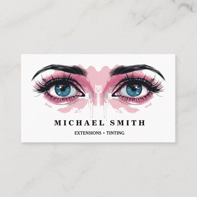 Blush Watercolor Eye Lash Services Visitenkarte (Vorderseite)