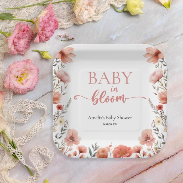 Blush Watercolor Floral Baby in Bloom Paper Teller (Von Creator hochgeladen)