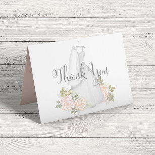 Blush Watercolor Floral Brautparty Vielen Dank Dankeskarte