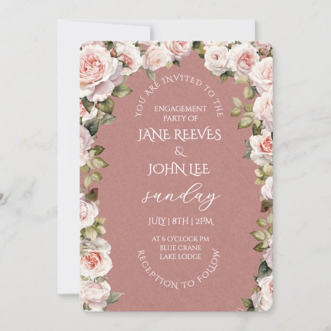 Blush Watercolor Floral Engagement Party Einladung (Vorderseite)