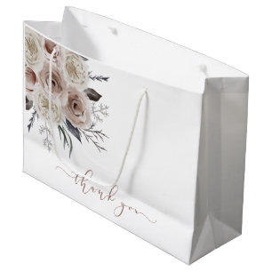 Blush Watercolor Floral Vielen Dank für Ihr Gesche Große Geschenktüte
