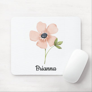 Blush Watercolor Flower Name Mousepad