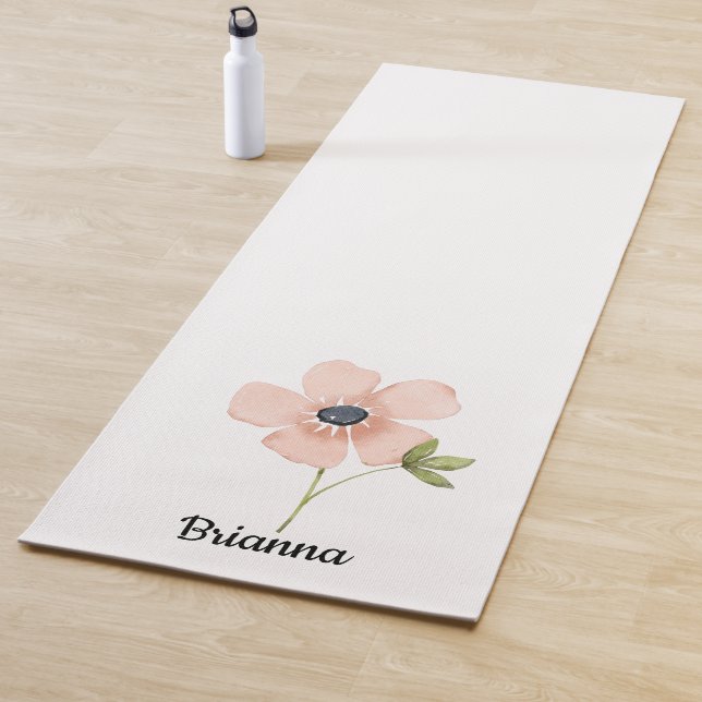 Blush Watercolor Flower Name Yogamatte (Beispiel)