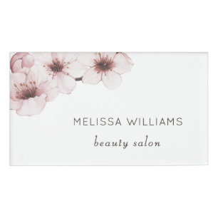 Blush Watercolor Kirschblüte Qr Code Namenschild