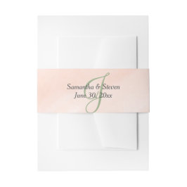 Blush Watercolor Sage Green Monogram Einladungsbanderole