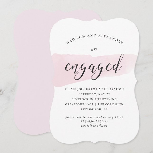 Blush Watercolor Swatch Wedding Party Einladung (Vorne/Hinten)