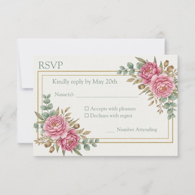 Blush Watercolor Wedding Response Card RSVP Karte (Vorderseite)