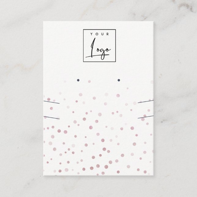 Blush Waterolor Confetti-Logo mit Nekklace Visitenkarte (Vorderseite)