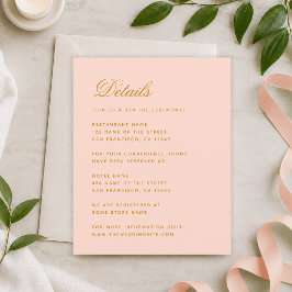 Blush Wedding Details Budget Pink Umschließkarte