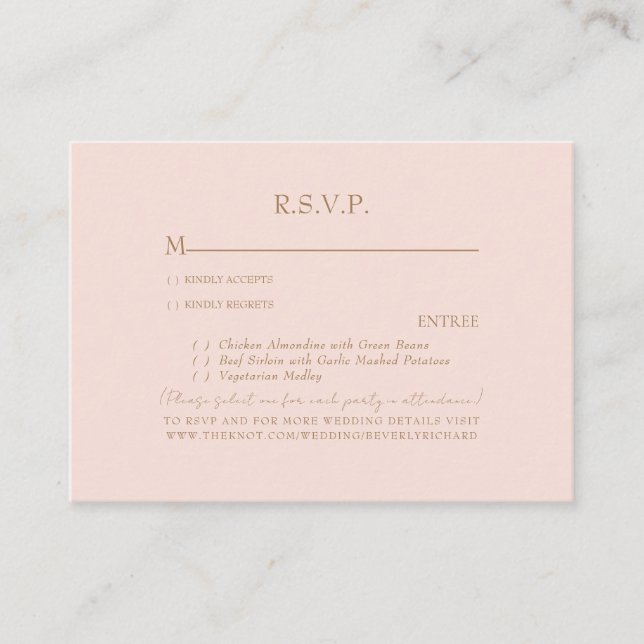 Blush Wedding Gold Text UAWG Enclosure Begleitkarte (Vorderseite)