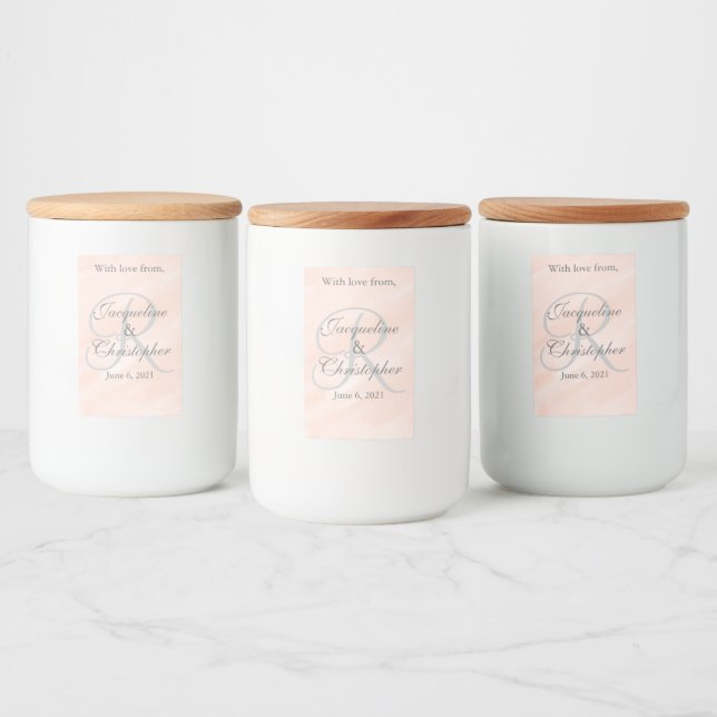 Blush Wedding Monogram Danke Mason Labels Lebensmitteletikett (Flaschen)
