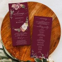 Blush Wedding Program Rustic Country Boho