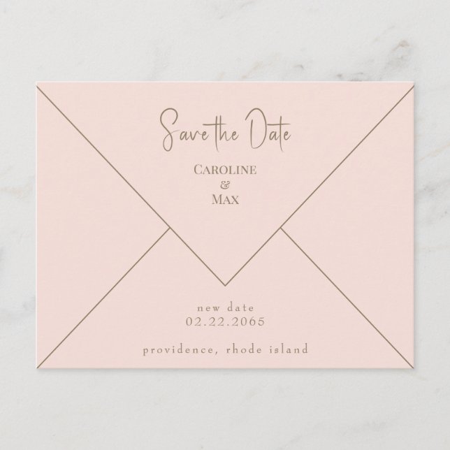 Blush Wedding Save the Date Postkarte (Vorderseite)
