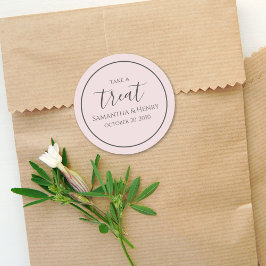 Blush Wedding Simple Calligraphy Script-Leckerei Runder Aufkleber
