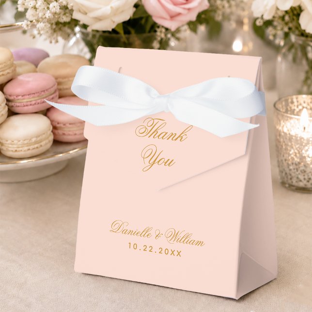 Blush Wedding Simple Pink Golden Script Vielen Dan Geschenkschachtel (Von Creator hochgeladen)