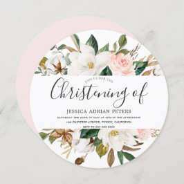 Blush & White Beautiful Blumenweih Christening Tau Einladung