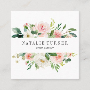 Blush White Blood Watercolor Business Card Quadratische Visitenkarte
