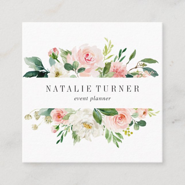 Blush White Blood Watercolor Business Card Quadratische Visitenkarte (Vorderseite)