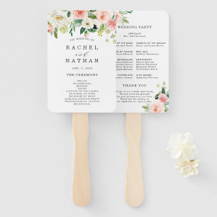 Blush White Bloom Floral Wedding Programm Fächer