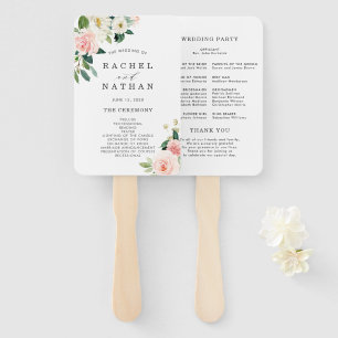 Blush White Bloom Floral Wedding Programm Fächer