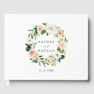 Blush White Bloom Floral Wreath Wedding Guestbook Gästebuch