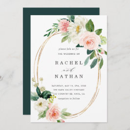 Blush White Bloom Gold Rahmen Einladung Hochzeitsf