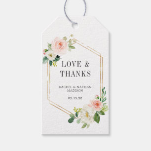 Blush White Bloom Gold Rahmen Hochzeit Vielen Dank Geschenkanhänger