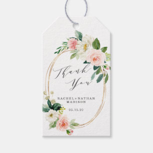 Blush White Bloom Gold Rahmen Hochzeit Vielen Dank Geschenkanhänger