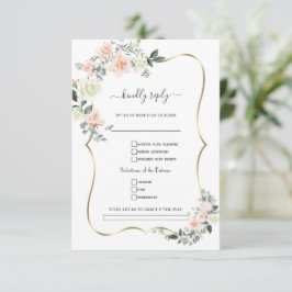 Blush White Blume Gold Song Anfrage Hochzeit RSVP Karte