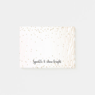 Blush White Cream Zebra Gold Confetti Sparkone     Post-it Klebezettel