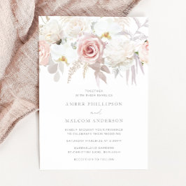 Blush & White Elegant Floral Wedding Einladung