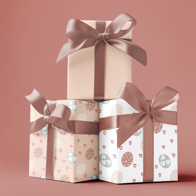 Blush & White Elegante Boho Ostern Geschenkpapier Set (Blush & White Elegant Boho Easter Wrapping Paper Sheets)