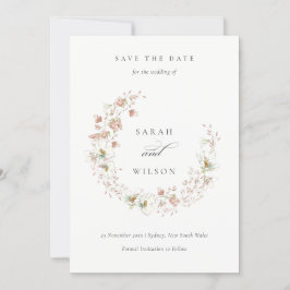 Blush White Floral Kranz Save the Date einladen Dankeskarte