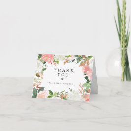 Blush White Floral Wedding Foto Danke Karte