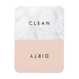 Blush & White Marble Moderne Typografie Geschirrsp Magnet