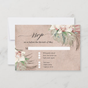Blush White Orchid Floral Tropische Vegetation UAW RSVP Karte