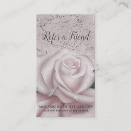 Blush White Rose Glam Moderner Marmor Freundlicher Empfehlungskarte
