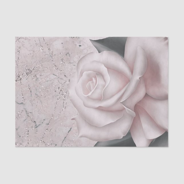 Blush White Rose Glam Modernes Brautparty aus Marm Seidenpapier (Vorderseite)