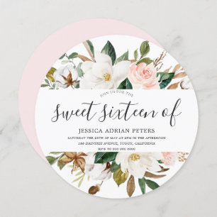 Blush & White Schöne Blume Sweet 16 Einladung
