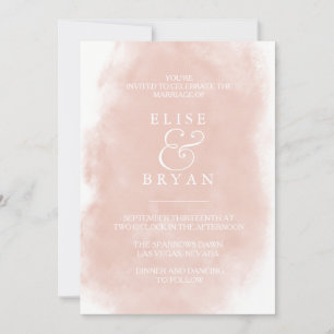 Blush & White Simple Modern Watercolor Wedding Einladung