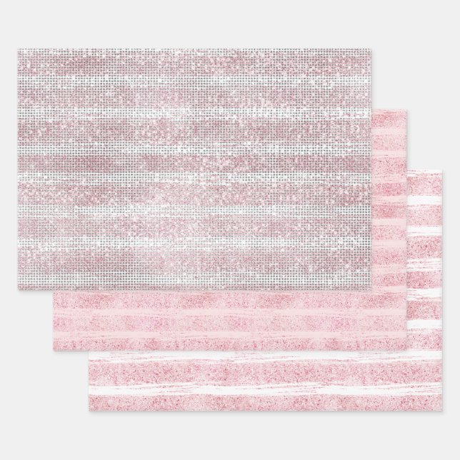 Blush White Sparkle Geburtstag Geschenkpapier Set (Set)